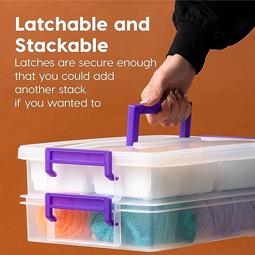 IRIS USA 9 Qt. Plastic Craft Storage Container Bins with Lids,Small Art & Office Supply Organizer Tote,Sensory Bins & Boxes for Home-& University,Latchable,Stackable,Portable,Clear,(Pack of 8) - size: 9 Qt. - 8 Pack, style: STACK & CARRY - 2 Layered