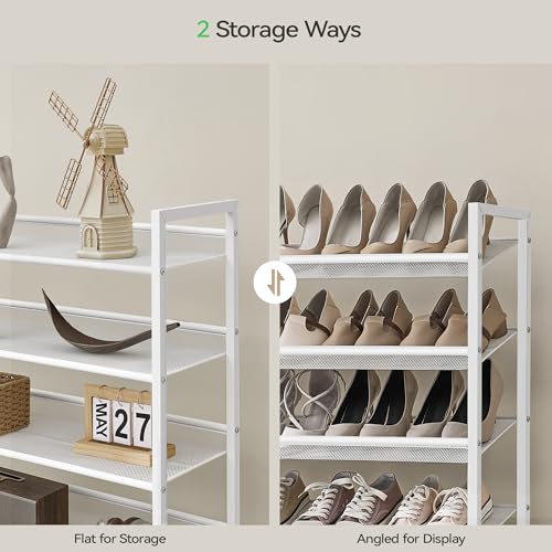 Nunsino Shoe Rack, Long Shoe Organizer,Max Holds 75 Pairs,12 Tier Metal Shoe Storage Shelf,6-Tier Stackable Shoes Organizer for Garage, Entryway,White - color: White, size: 12 Tier