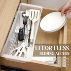 2 Pack Deep Drawer Organizer Bins, Adjustable Sliding Drawer Organizer Bin Expandable Tray for Kitchen Utensils, BBQ Tools, Towels, Durable Plastic Sliding for Easy Storage (17" to 27”) - size: 17" to 27”