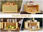 Trironsun Rattan Bamboo Bread Box for Kitchen Counter Large Capacity Bread Storage Bin Farmhouse Bread Storage Container Rustic Bread Holder (Natural Bamboo) - color: Natural Bamboo
