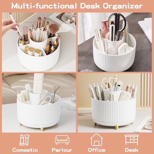 fanado 360° Rotate Makeup Brush Holder Organizer, Makeup Organizers Countertop, Makeup organization and Skincare Storage for Vanity, Desktop, Bathroom (White) - color: White