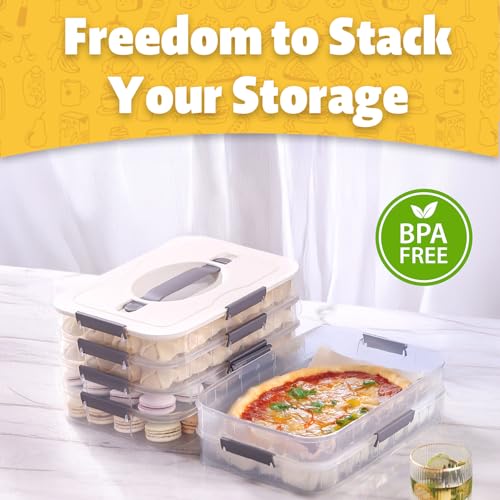 Cookie Storage Containers with Lids, 4-Layer Stackable Cookie Storage Containers | Bpa-Free Plastic, Microwave & Freezer Safe | Baked Goods, Snacks, Baked Goods for Portable Cookie Containers