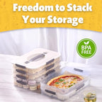Cookie Storage Containers with Lids, 4-Layer Stackable Cookie Storage Containers | Bpa-Free Plastic, Microwave & Freezer Safe | Baked Goods, Snacks, Baked Goods for Portable Cookie Containers