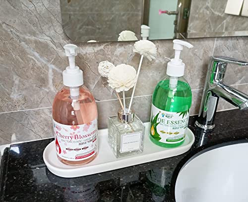 Ceramic Sink Tray, Suit for Bathroom Counter, Bathtub, Cosmetics Dish, Candle, Perfume Shampoo Liquid Soap Tray Simple Style Design Suit for Bathroom and Kitchen (2pcs White) - color: 2pcs White