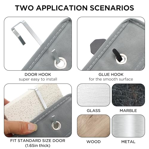 Dansydaisy 2 Pack 18 Pocket Wall Hanging Shoe Rack for Closet RV Shoe Storage with 8 Hooks over the Door Shoes Holder Organizer for Bathroom, RV, Pantry, Camping(Gray) - color: Grey