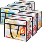 SpaceTrove Clear Clothes Storage Bags, 6 Pack Closet Organizers and Under Bed Storage Containers, Foldable Moving Bags with Zippers for Comforter, Blanket, Bedding, Duvet, PVC Packing Bags 40L - size: 40L
