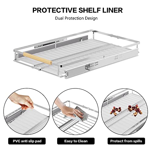 Pull Out Cabinet Drawer Organizer, Heavy Duty Slide Out Pantry Shelves Sliding Drawer Storage for Bathroom, Home, Kitchen, 2 Pack Chrome 22''Deep - color: 2 pack, size: S(12''-18.2''W x 22''D)