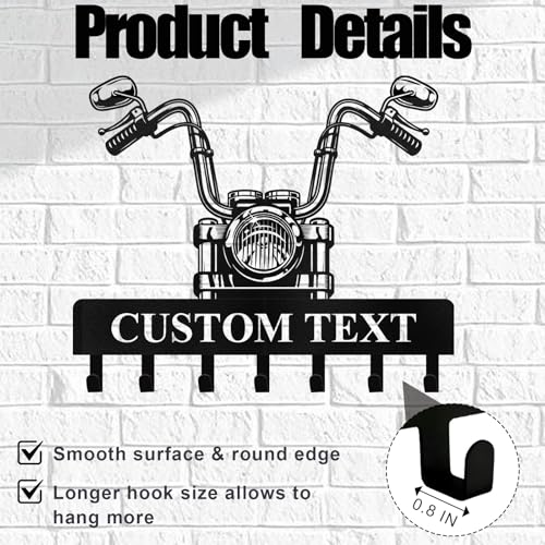 Personalized Key Rack Wall Mount - Custom Motorcycle Key Holder for Wall, Coat Rack Organizer, Jacket Holder, Key Hanger Wall Decor for Garage Entryway Office, Gift for Motorcycle Lovers - color: Color09 Motorcycle