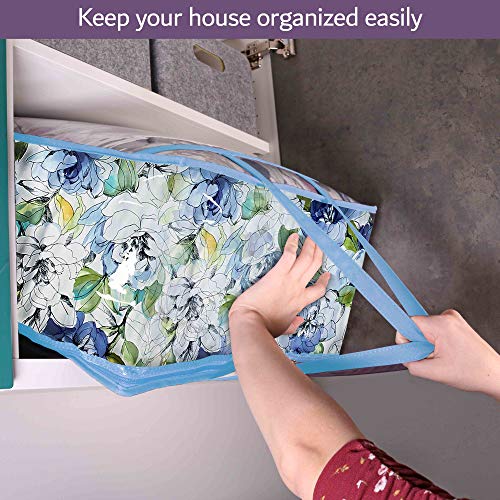 Clear Vinyl Zippered Storage Bags (3-Pack) 40L Sturdy Storage Bags for Sweaters, Blankets, Comforters, Bedding Sets and Much More! (Light Blue, 18x15x9) - color: Light Blue