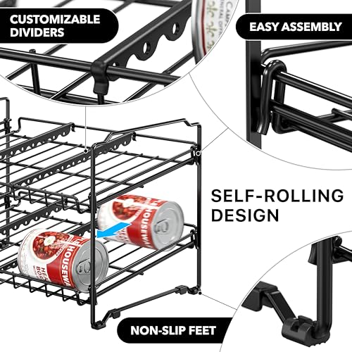 Simple Houseware 2 Tier Stackable Can Rack, Black, 2 Pack - color: Black