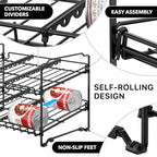 Simple Houseware 2 Tier Stackable Can Rack, Black, 2 Pack - color: Black