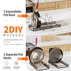 MUDEELA Pots and Pans Organizer under Cabinet, Expandable Pan Lids Organizers inside Cabinet with 12 Adjustable Dividers, Kitchen Storage Organization Pot Holder Cookie Sheet, Cutting Board Organizer - style: 12 Dividers-Bronze