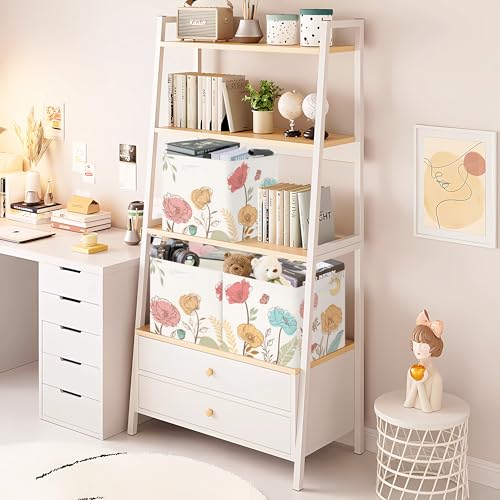 11.8" Wild Flower Storage Cube Organizer Set 3Pcs Clothes Storage Basket Bin for Closet Shelf Garden Butterfly Nursery Kid Room Book Toy Chest, Boho Leaf - color: Boho Leaf