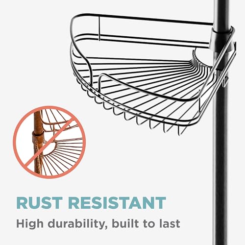 Zenna Home Tension Pole Shower Caddy Corner Organizer, Adjustable Standing Shower Caddy with 4 Baskets and Built in Towel Bar, Rust Resistant Bathroom Tension Rod Organizer, 60 to 97 Inch, Matte Black - color: Matte Black