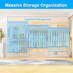 Ulif E13 Max Heavy Duty Clothes Rack（With 4 Hanger Rods & 8 Shelves） Freestanding Clothing Racks for Hanging Clothes，Adjustable Closet，Metal Garment Rack 86" W x16 D x77 H，Max Load 1100LBS，White - color: White, size: E13 Max