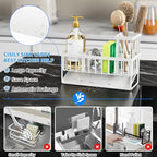 Cisily Sink Caddy Sponge Holder - Stainless Steel Rustproof, High Brush Holder, Dish Sponge Organizer with Divider (White) - color: White, size: 9.25″