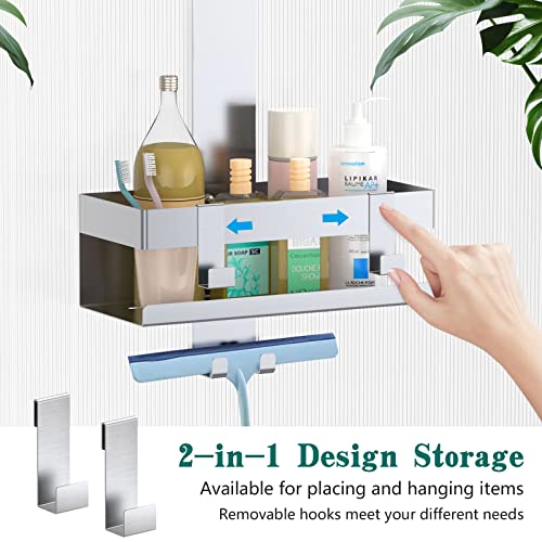 Emibele Over The Door Shower Caddy, 304 Stainless Steel Hanging Shower Caddy Rustproof Shower Shelves,No Drilling Hanging Shower Organizer for Bathroom Glass Door Up to 1.5cm,Basket: 23×10×10cm,Silver - color: Metallic Silver, style: 1-Tier
