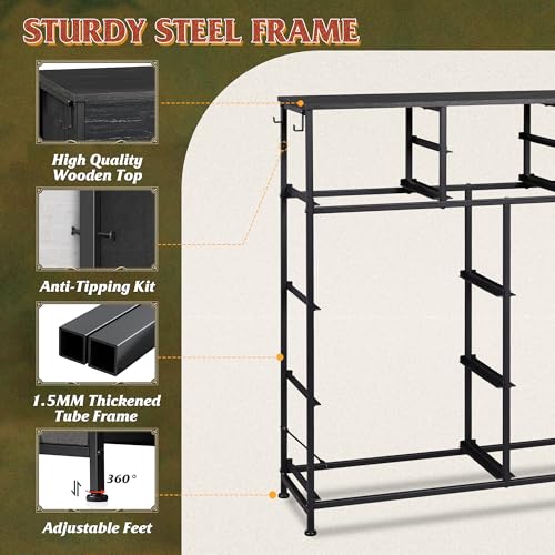 WLIVE Dresser for Bedroom with 10 Drawers, Fabric Dresser Chest of Drawers with Side Pockets and Hooks, Sturdy Metal Frame, Drawers Organizer Unit for Room, Hallway, Charcoal Black Wood Grain Print - color: Charcoal Black Wood Grain Print