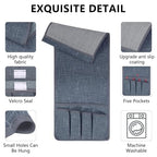 Couch Armrest Remote Control Holder, Couch Caddy Gifts for Seniors Bed Caddy Tv Remote Holder with 5 Pockets for Key Glasses Phone Magazine Holders - color: Grayish Blue
