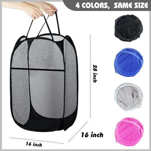 Collapsible Pop Up Laundry Hamper, Extra Large Mesh Foldable Laundry Basket, 28" x 16" x 16"(Black) - color: 1P Black