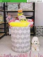 LANGYASHAN Laundry Basket Canvas Fabric Collapsible Organizer Basket for Storage Bin Toy Bins Gift Baskets Bedroom Clothes Children Nursery Hamper (Gery wave) - color: Gery Wave
