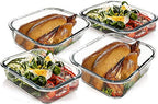[80 oz & 36 oz]Extra Large Glass Food Storage/Baking Containers Set with Lids, 2 Pack 80 oz(10 cup)&2 Pack 36 oz (4.5 cup)Airtight Glass Container,Microwave,Oven,Freezer and Dishwasher, Green - color: Clear