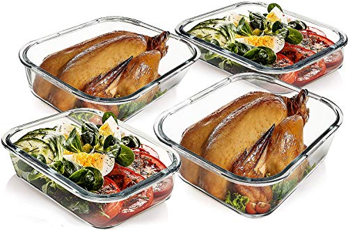 [80 oz & 36 oz]Extra Large Glass Food Storage/Baking Containers Set with Lids, 2 Pack 80 oz(10 cup)&2 Pack 36 oz (4.5 cup)Airtight Glass Container,Microwave,Oven,Freezer and Dishwasher, Green - color: Clear