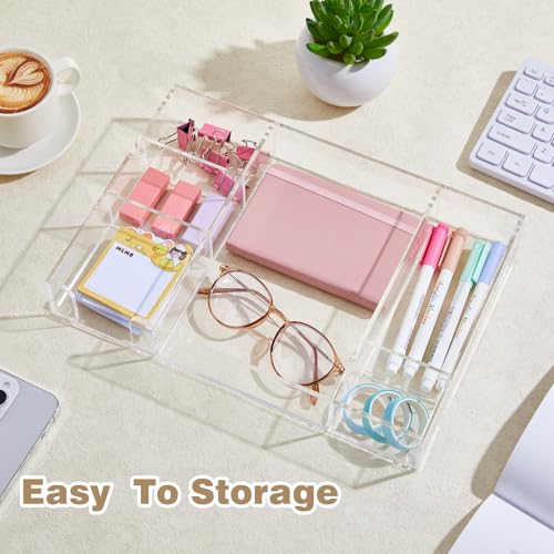 Briwooody Acrylic Drawer Organizer Clear Desk Drawer Organizer Trays with Adjustable Compartments Desk Accessories for Office Stationery Makeup Silverware Bathroom(Adjustable) - style: Adjustable
