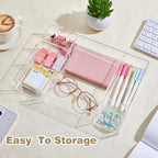 Briwooody Acrylic Drawer Organizer Clear Desk Drawer Organizer Trays with Adjustable Compartments Desk Accessories for Office Stationery Makeup Silverware Bathroom(Adjustable) - style: Adjustable