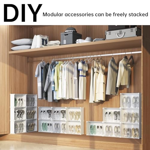 MAGINELS 4-Tier Slim Shoe Rack Organizer and Tall Storage for Closet,Hidden Thin Shoes Cabinet for Small Spaces,Narrow Shelves for Wall Behind Door,Entryway,White - color: White, size: 8 pair