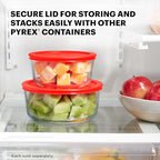 Pyrex Simply Store Glass Food Storage Container, Snug Fit Non-Toxic Plastic BPA-Free Lids, Freezer Dishwasher Microwave Safe, 4 Cup - size: 4 Cup