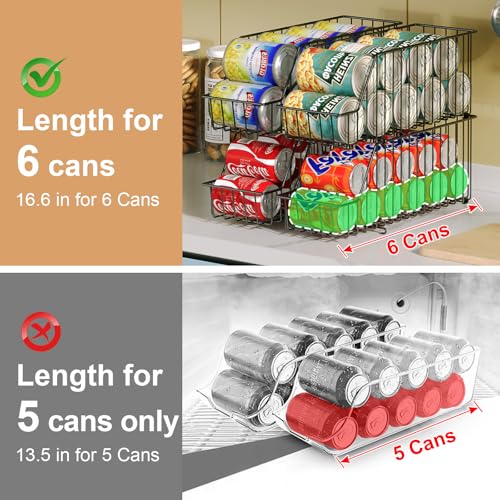 4-Tier Stackable Can Rack Organizer for Kitchen Pantry,Max Can Storage Holder,Durable Can Dispenser & Canned Goods Organizer for Fridge,Hold More 44 Cans, for Various Ounces of Canned Food Soda Drinks - color: Back, size: 4 Pack - 4-Tier