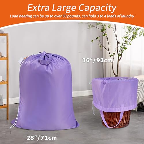 Polecasa Extra Heavy-Duty Laundry Bag 28x36”- Machine Washable Large Storage Bag with Reinforced Handles & Drawstring Closure & ID Tag for College Dorm Travel - Purple - color: Purple, size: 28" x 36" | 1 Pack