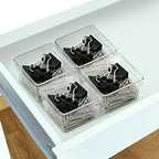 Glad Plastic Drawer Storage Tray – Heavy Duty Organizer Bin for Home, Kitchen, Bath, Bedroom, Office | Non-Slip Feet, Clear, 3" x 3" - size: 3x3 (Pack of 1)