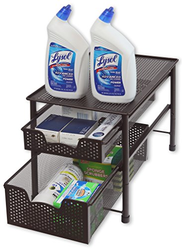 Simple Houseware Stackable 2 Tier Sliding Basket Organizer Drawer, Bronze - color: Bronze, size: 2-Tier