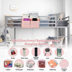 Bedside Caddy Hanging Storage with Water Bottle Holder for Bunk Bed Hospital Bed Dorm Rooms (Pink) - color: Pink