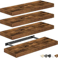 QEEIG Floating Shelves for Wall Bathroom Shelf Bedroom Kitchen Living Room Farmhouse Small Book Shelf 16 inch Set of 4, Brown (015-BN4) - color: A. Brown, size: 4pcs