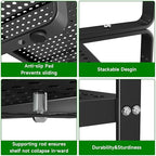 Expandable Kitchen Cabinet Shelf Organizer Rack Heavy Duty Metal Spice Rack Stackable Kitchen Counter Storage Shelf for Kitchen Cabinet Pantry Bathroom (Black - 16.5"-27" L x 10.2" W x 9.6" H - 2Pack) - color: Black - 16.5"-27" L x 10.2" W x 9.6" H - 2Pac