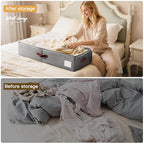 Criusia Under Bed Storage Bins with Clear PVC Lids – 2 Pack Large Underbed Organizers with Heavy-Duty Handles, Reinforced with 800G PP Panels & 80G Non-Woven Fabric – Waterproof & Foldable, Gery - color: 2 Pack Gery