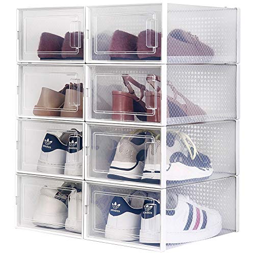 OnDisplay Clik Stackable Interlocking Shoe Box System (Standard Clear/White, Set of 8) - color: Standard Clear/White, size: Set of 8