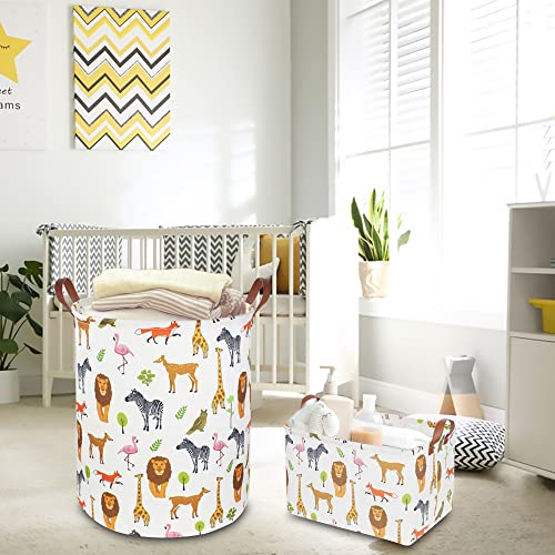 CLOCOR Kids Laundry Basket,Nursery Baby Hamper,Toy Storage Bin with handles for Boys and Girls,Safari Room Decor,Waterproof Storage Basket(Jungle Animals) - color: Jungle Animals