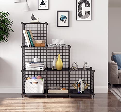 AWTATOS Wire Cube Storage Organizer, Closet Organizers and Storage, Metal 6 Cube Storage Shelves Bookshelf, Portable Closet Clothes Organizer for Bedroom, Home, Office, Black - color: Black, size: 6 Cube(30x30cm)