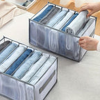 Large Size Wardrobe Clothes Organizers, 7-Compartment Foldable Drawer Organizers with Handles, 14.17 x 9.84 x 7.87 Inches, for Pants, Sweaters, Jeans