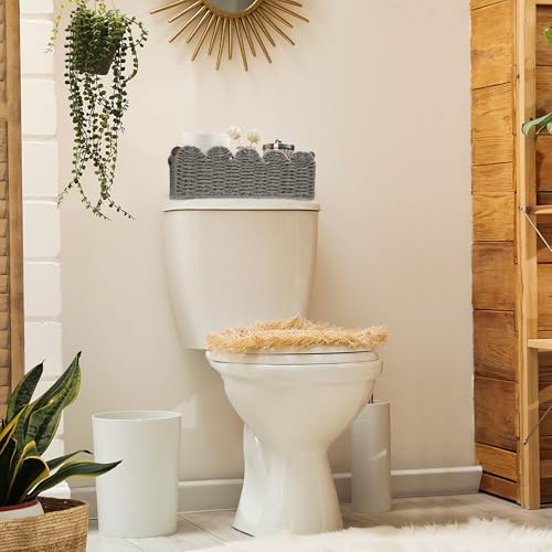 Storage Basket Wicker Baskets for Organizing Toilet Paper Storage Basket for Toilet Tank Top,Gray - color: Gray