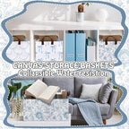 Boao 3 Pcs Blue Bow Storage Bin Collapsible Large Storage Baskets for Gifts Empty Candy Holiday Decor Canvas Laundry Basket Foldable Box with Handle for Office Home Bedroom Clothes - style: Blue Bow