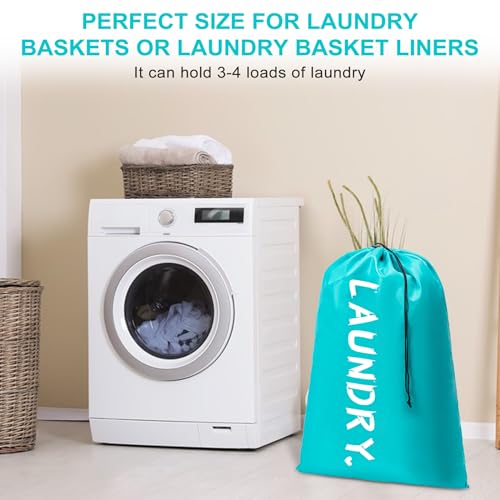 2 Pack 28" x 40"Travel Laundry Bag, Machine Washable Dirty Clothes Organizer with Drawstring,Large Enough to Hold 4 Loads of Laundry, Easy Fit a Laundry Hamper or Basket Travel Essentials - color: Beige+Light blue, size: 28"x40" |2 Pack
