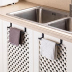 Cabinet Door Towel Bar - Single, Stainless Steel & Matte Black Over Cupboard Door Towel Holder - color: Black - 1 Pack