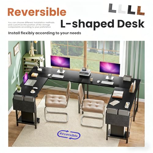 Alpen L Shaped Gaming Desk, Small Computer Desk, 50 Inch Wide Corner Desk, Work from Home Desk, Study Table for Bedrooms, PC Writing Table with Storage and Reversible Shelf, Classic Black - color: Black, size: 50 Inches