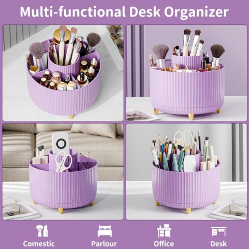 fanado 360° Rotate Makeup Brush Holder Organizer, Makeup Organizers Countertop, Makeup organization and Skincare Storage for Vanity, Desktop, Bathroom (Purple) - color: Purple
