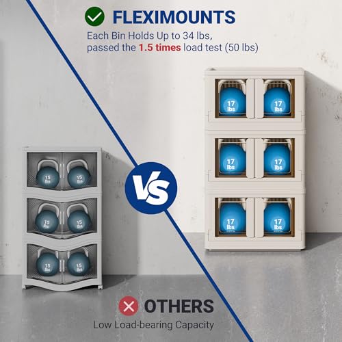 FLEXIMOUNTS 150 QT Stackable Storage Bins With Lids, Collapsible Plastic Storage Bins, Closet Organizers and Storage Containers with Doors and Built-in Wheels For Home, 4 Pack Cubes, Milky White - color: Milky White, size: 37 Qt-4 Pack